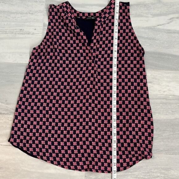 Papermoon Pink Navy Blue Sleeveless Blouse Stretchy Size Small EUC Career Office - Picture 8 of 8